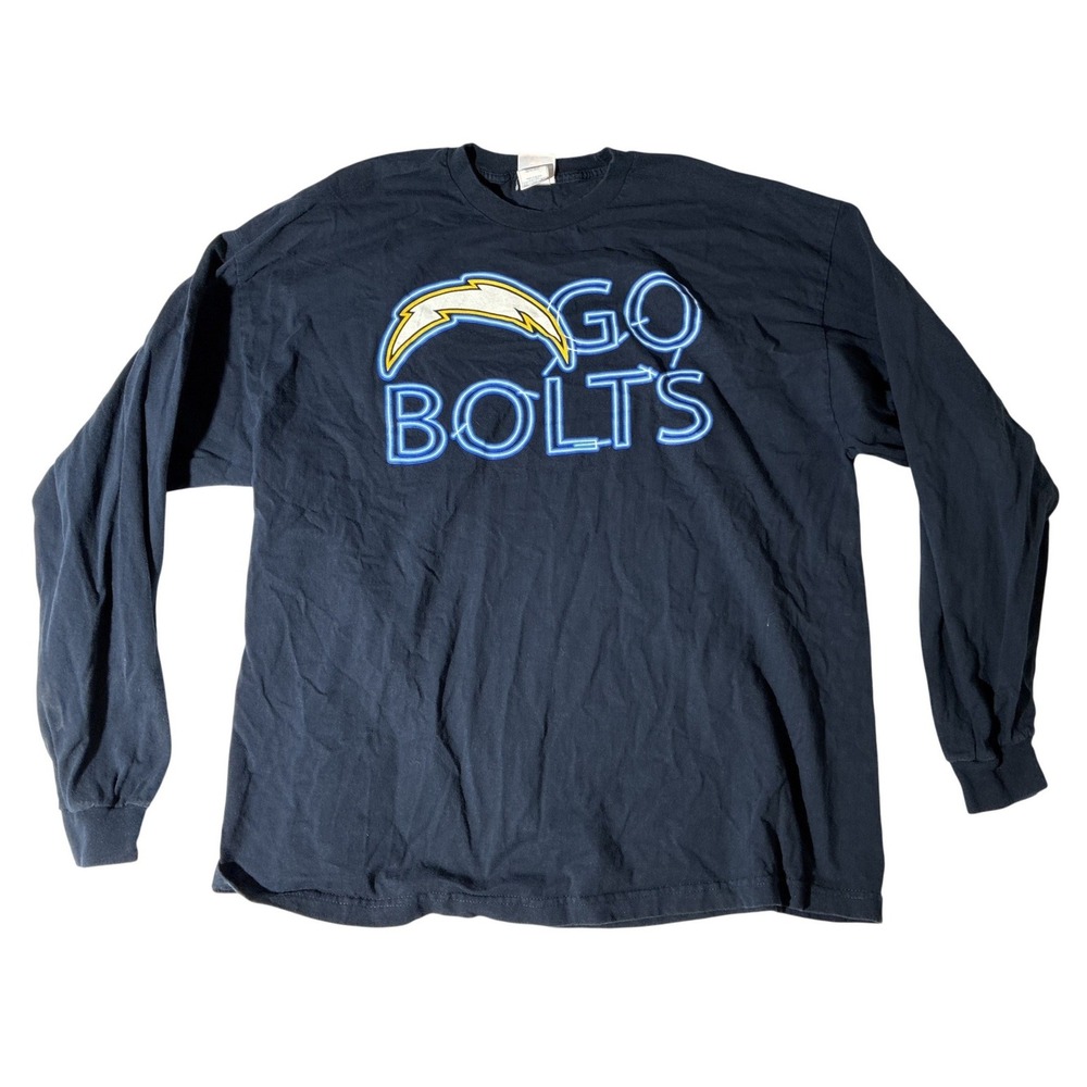 NFL Los Angeles Chargers Go Bolts Navy Blue Long Sleeve Graphic T-Shirt‎ 3XL